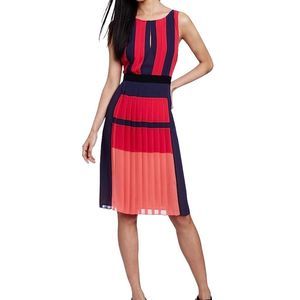 BCBGMAXAZRIA Jeisa Sleeveless Color-Block Pleated Dress